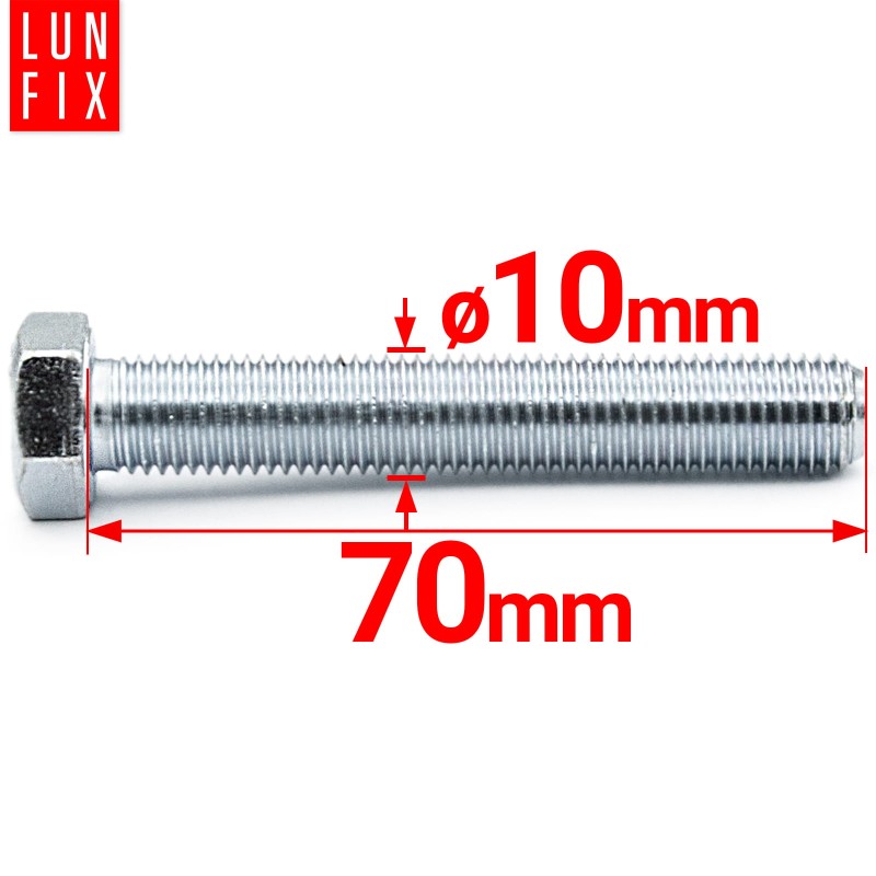 Śruba sześciokątna M10x70 ocynkowana DIN 933 klasa 8.8 1kg