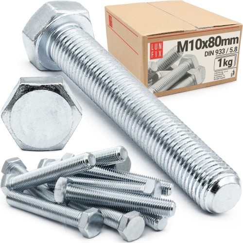 Metrický šroub M10x80 pozinkovaný DIN 933 třída 5.8 1kg