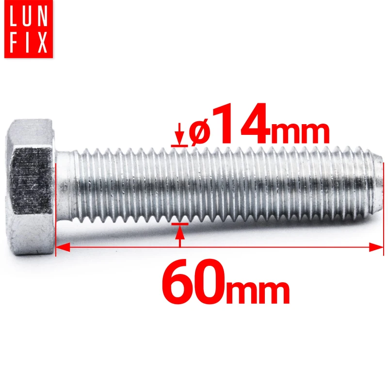 Metrický šroub M14x60 pozinkovaný DIN 933 třída 8.8 1kg