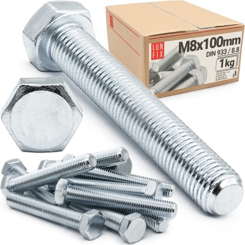 Metrický šroub M8x100 pozinkovaný DIN 933 třída 8.8 1kg