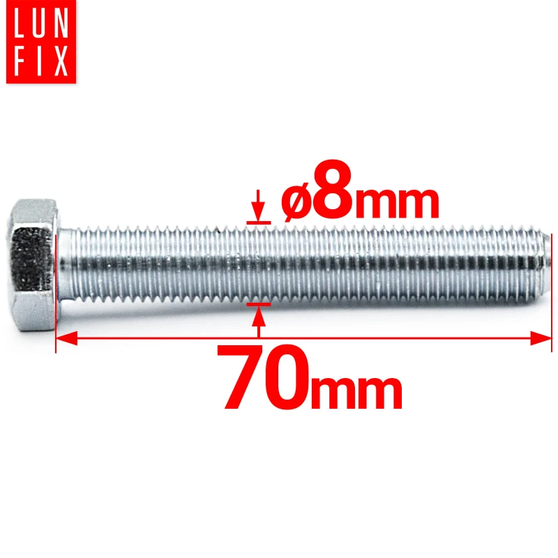 Metrický šroub M8x70 pozinkovaný DIN 933 třída 8.8 1kg