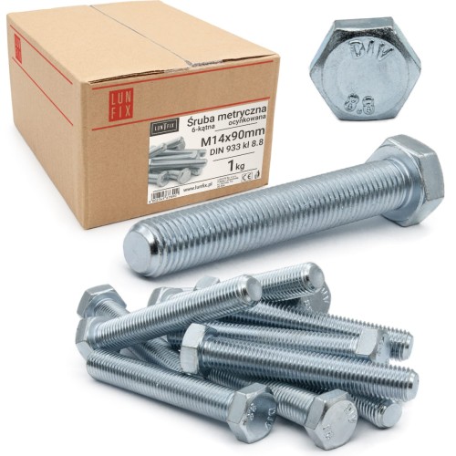 Metrický šroub M14x90 pozinkovaný DIN 933 třída 8.8 1kg