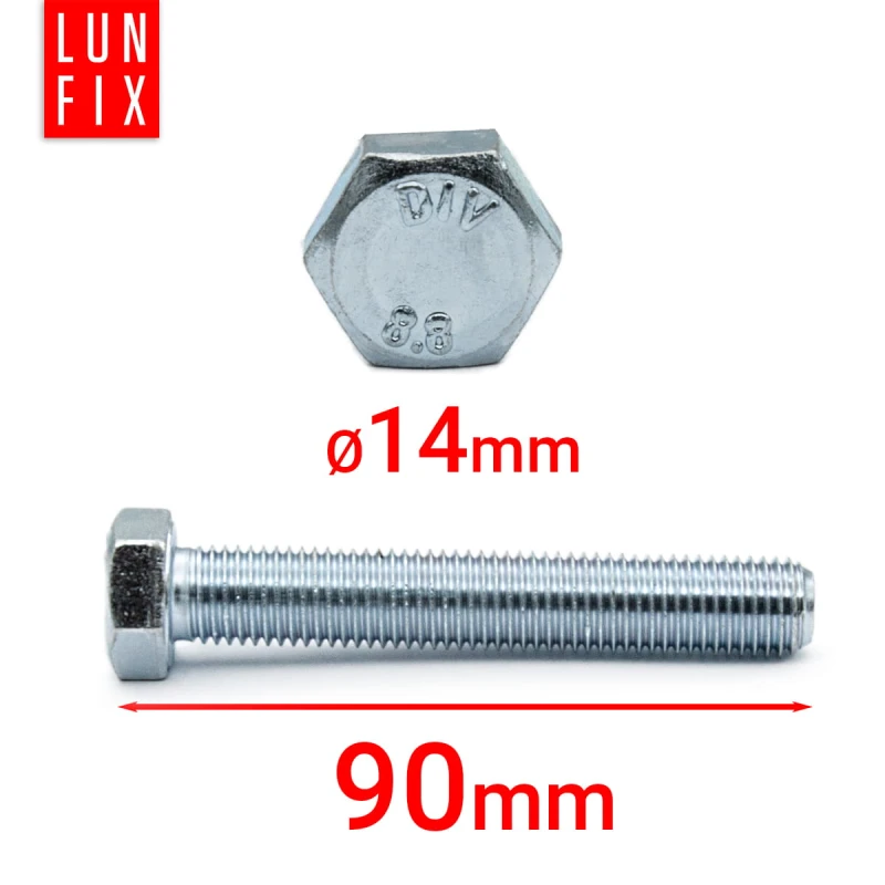 Metrický šroub M14x90 pozinkovaný DIN 933 třída 8.8 1kg