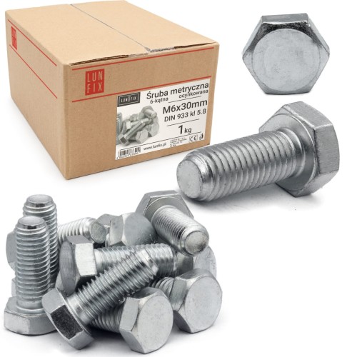Metrický šroub M6x50 pozinkovaný DIN 933 třída 5.8 1kg