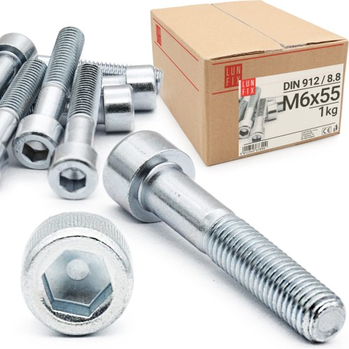 Šroub s válcovou hlavou M6x55 vnitřní šestihran DIN912 třída 8,8 1kg