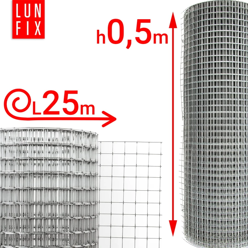 Svařované chovatelské pletivo oko 25x25 drát 1mm pozinkované h0,5m role 25m