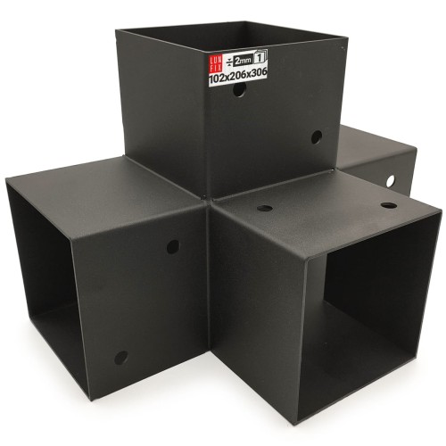 Spojka trámů X 100x100mm čtvercová podpora 4 konce