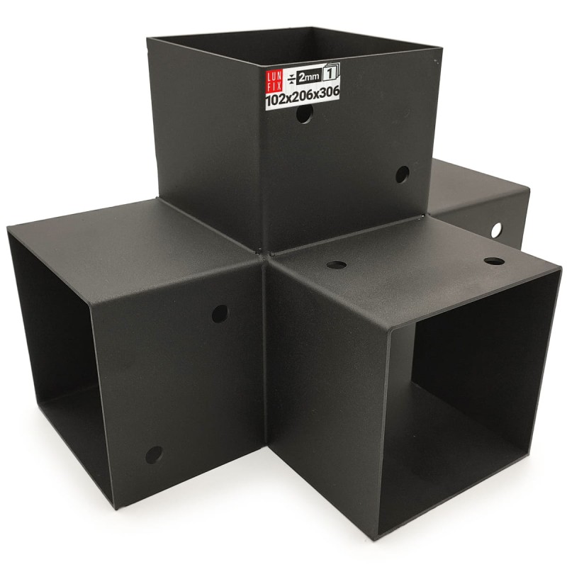 Łącznik belki kwadratowy X 100x100mm wspornik do kantówek 4 końce