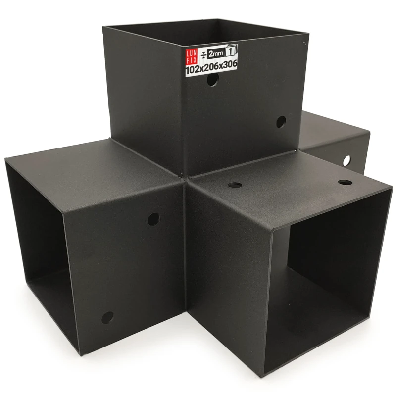 Spojka trámů X 100x100mm čtvercová podpora 4 konce