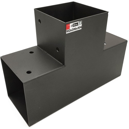 Spojka trámů T 100x100mm čtvercová podpora 3 konce