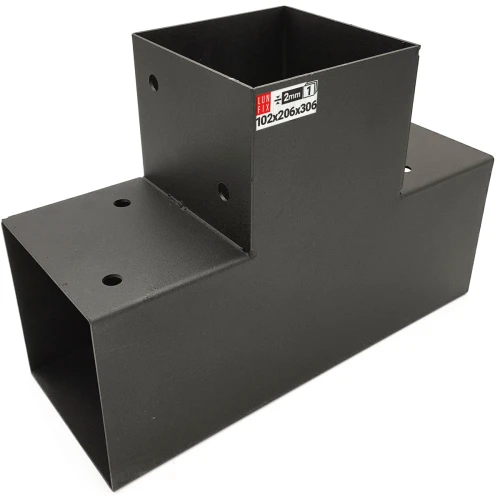 Spojka trámů T 100x100mm čtvercová podpora 3 konce