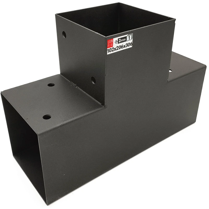 Spojka trámů T 100x100mm čtvercová podpora 3 konce