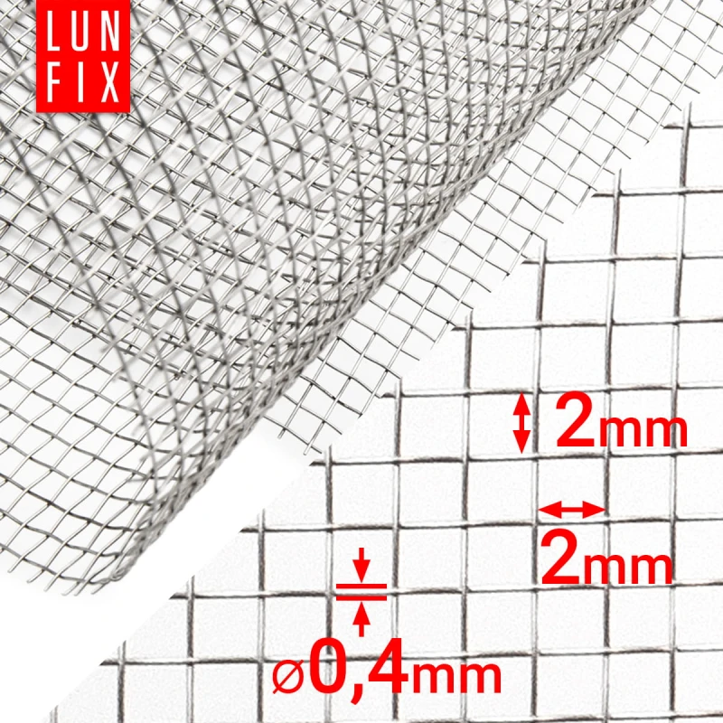 Nerezové pletivo očko 2x2 mm fi0,4mm 1000x500mm