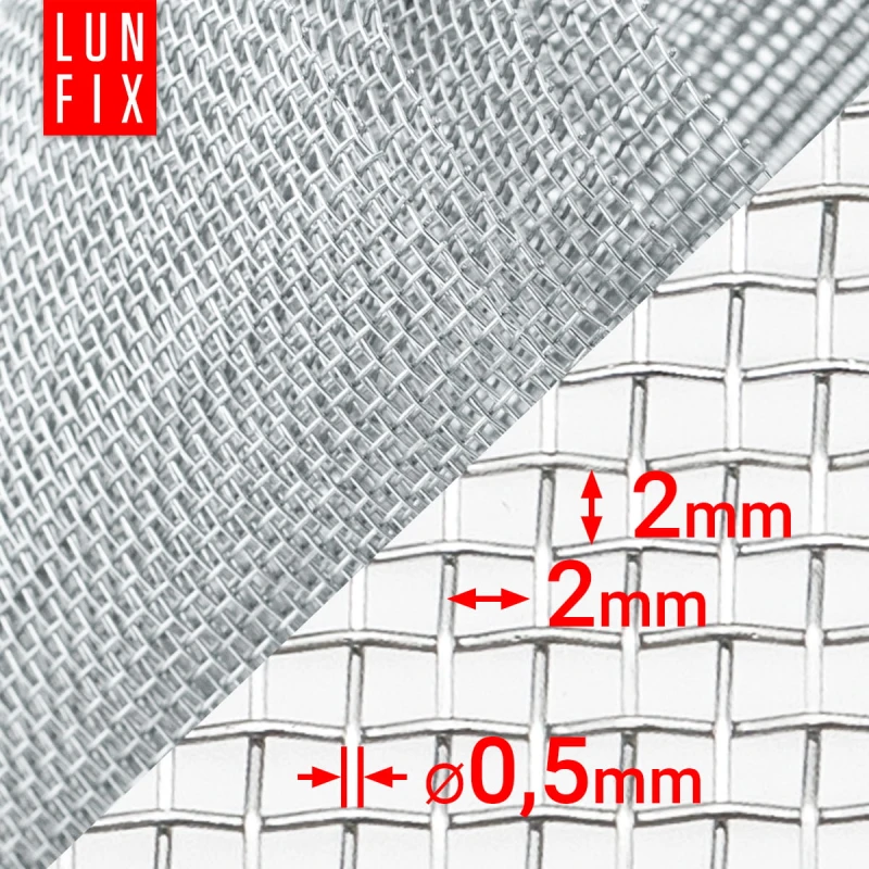 Pozinkované tkané pletivo oko 2x2mm fi0,5mm h1m 0,5m2