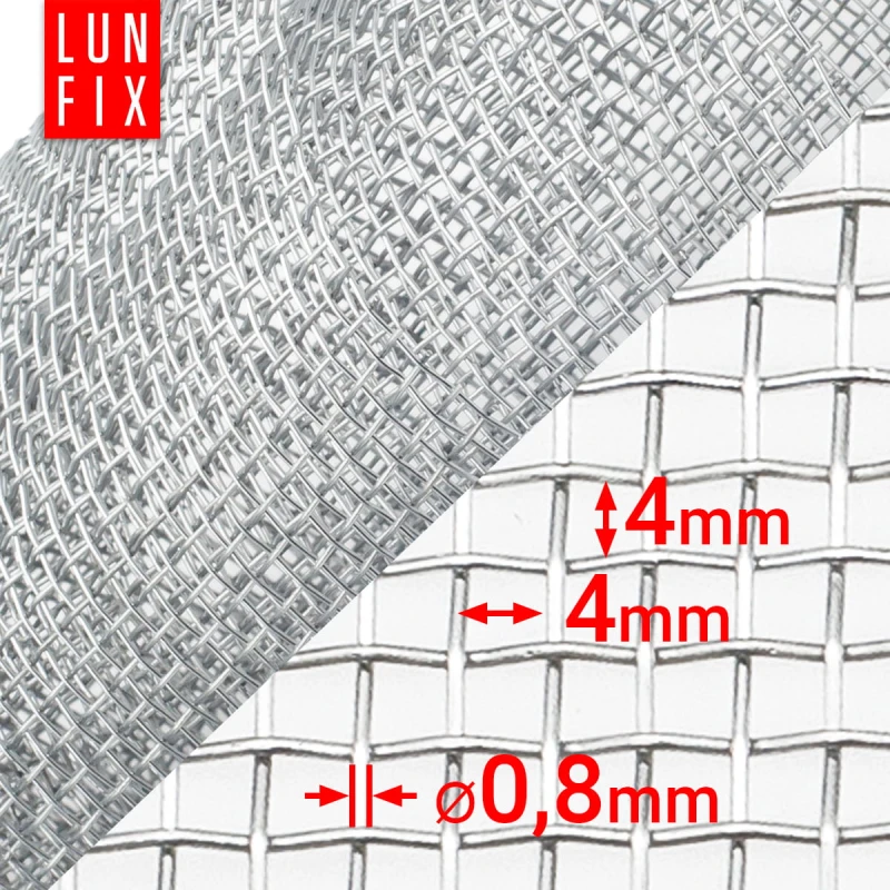 Pozinkované tkané pletivo oko 4x4mm fi0,4mm h1m 0,5m2