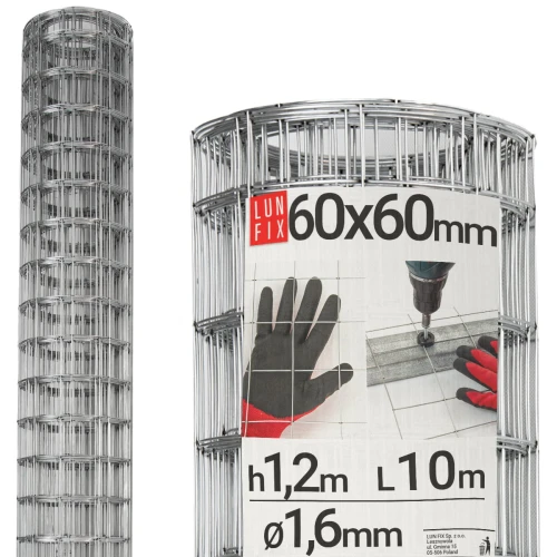 Svařované pletivo pozinkované role 10m oko 60x60 drát 1,6 mm výška 1,2m