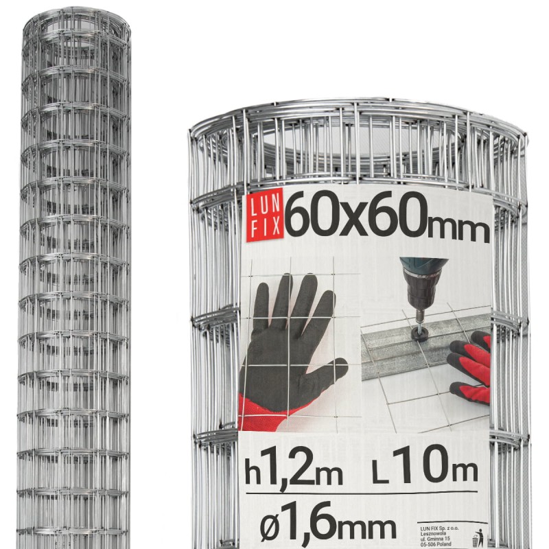 Siatka zgrzewana 120 cm oczko 60x60 fi 1,6mm ogrodzeniowa ocynkowana 10mb