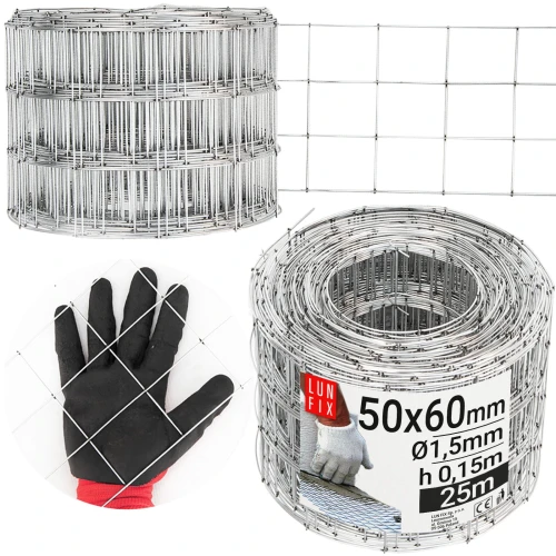 Armovací pletivo oko 50x60 drát1,5mm výška 15cm role 25m