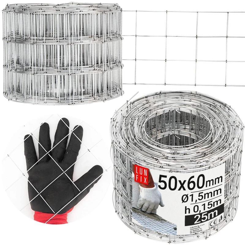 Armovací pletivo oko 50x60 drát1,5mm výška 15cm role 25m