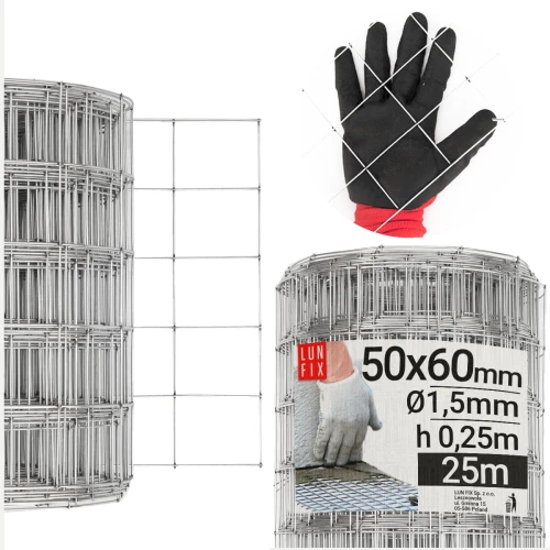 Armovací pletivo oko 50x60 drát1,5mm výška 25cm role 25m