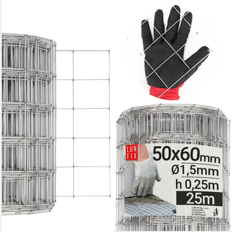 Armovací pletivo oko 50x60 drát1,5mm výška 25cm role 25m