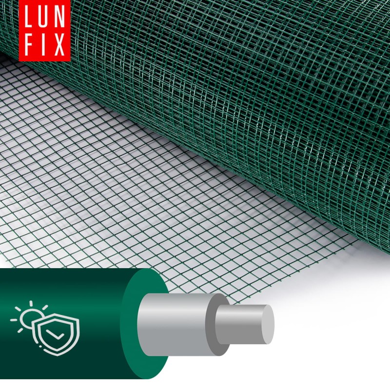 Siatka rabatowa 13x13 metalowa powlekana gr. 1,2mm zielona  h0,5m 25m