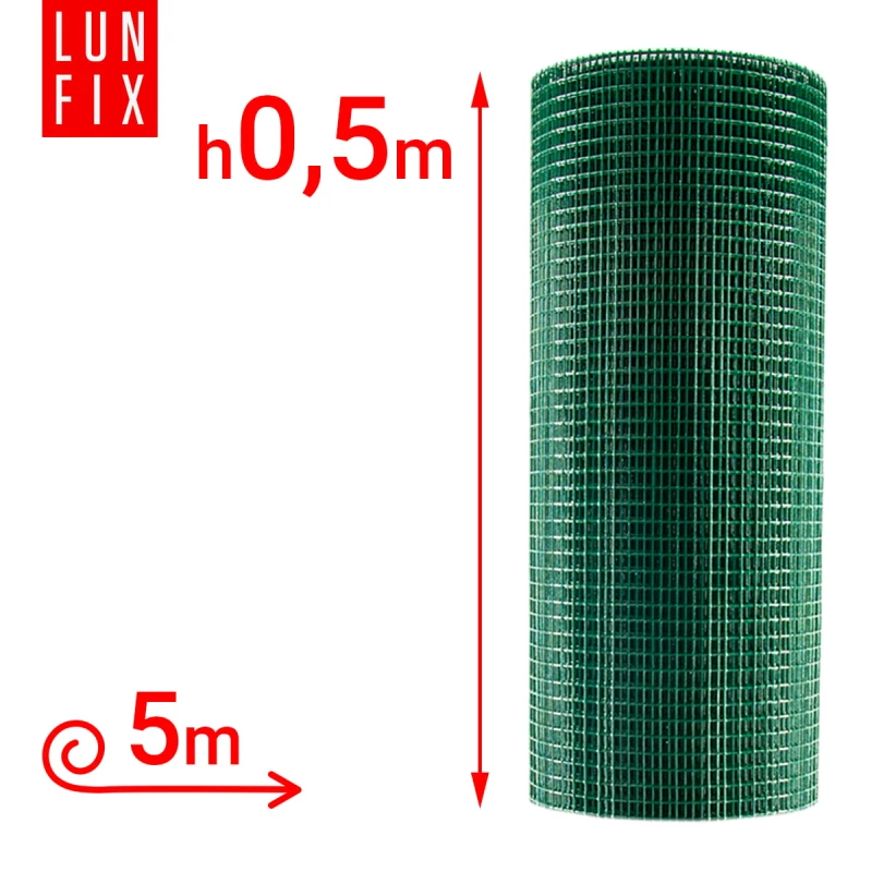Poplastované čtyřhranné zelené pletivo oko 13x13 fi1,2mm h0,5m role 5m