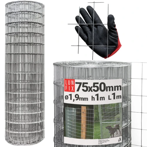 Svařované pletivo pozinkované role 1m oko 75x50 drát 1,9 mm výška 1m