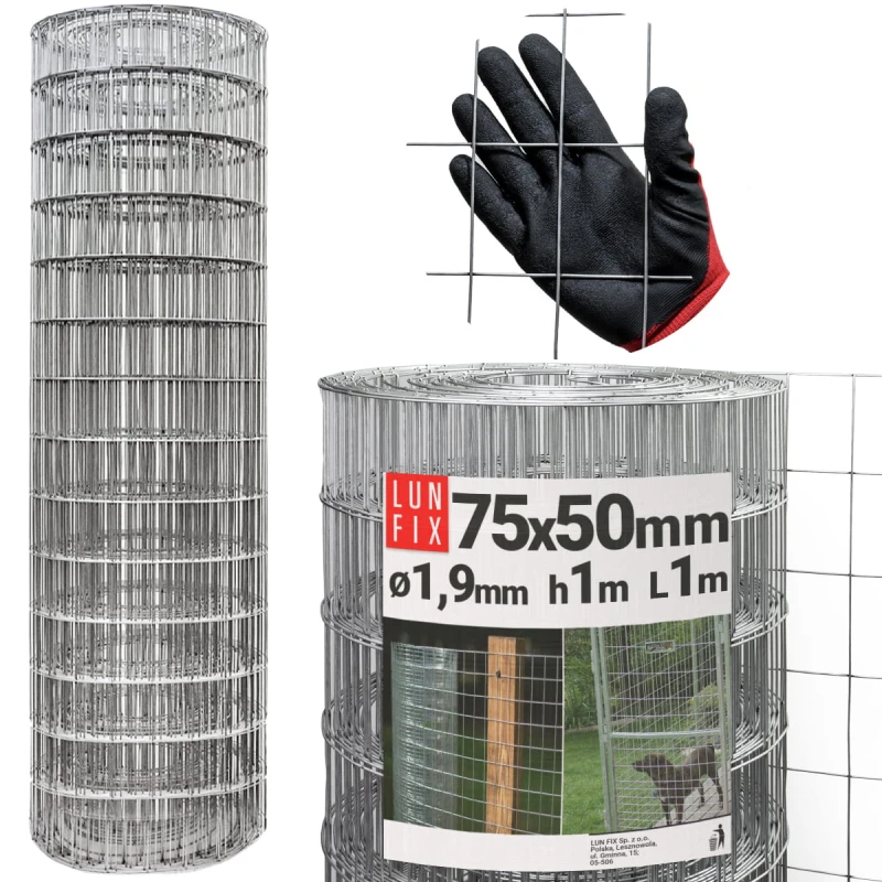 Svařované pletivo pozinkované role 1m oko 75x50 drát 1,9 mm výška 1m