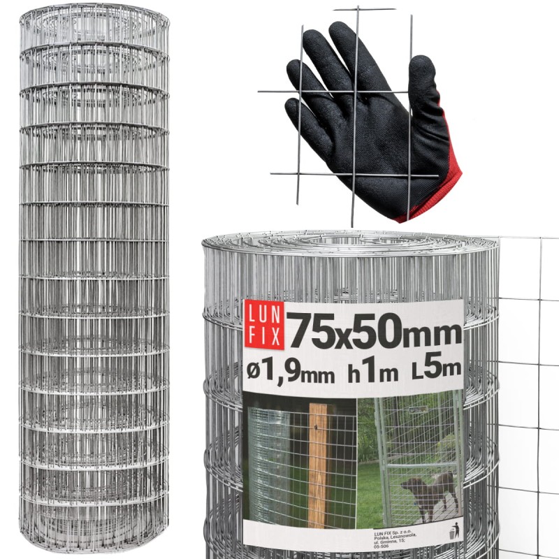 Siatka zgrzewana 100 cm oczko 75x50 fi 1,9mm ogrodzeniowa ocynkowana 5mb