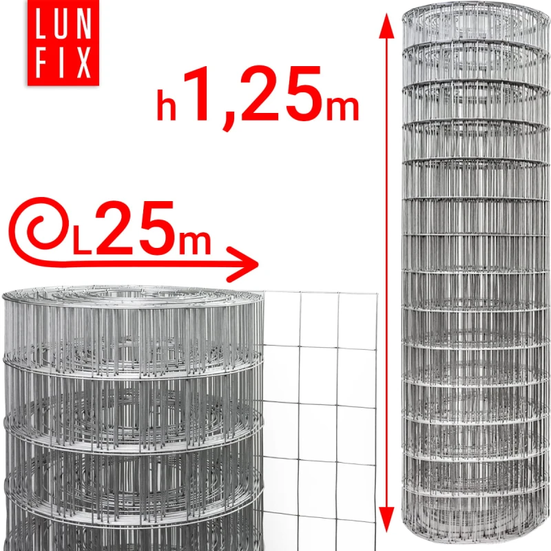 Svařované pletivo pozinkované role 25m oko 75x50 drát 1,9 mm výška 1,25m