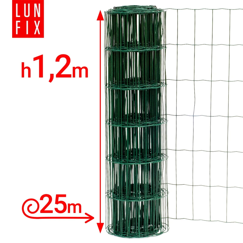 Zelené svařované pletivo poplastované role 25m oko 100x50 drát 2,2 mm výška 1,2m