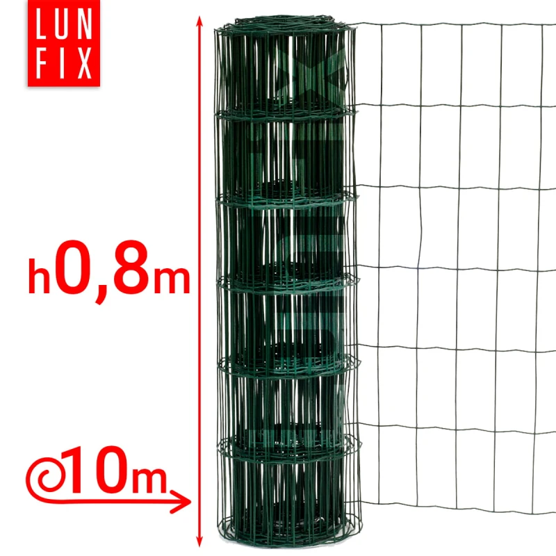Zelené svařované pletivo poplastované role 10m oko 100x50 drát 2,2 mm výška 0,8m