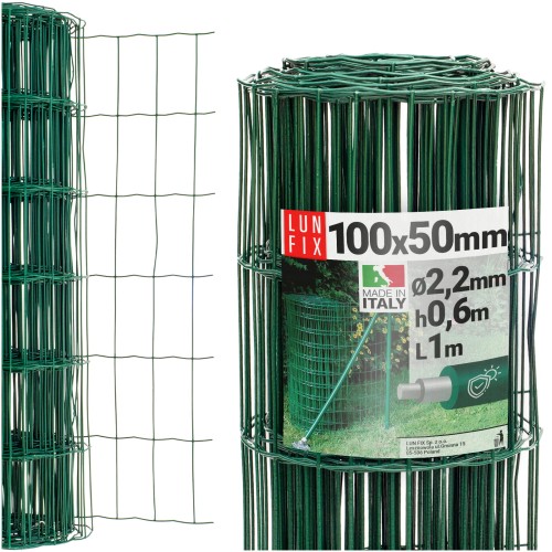 Zelené svařované pletivo poplastované role 1m oko 100x50 drát 2,2 mm výška 0,6m