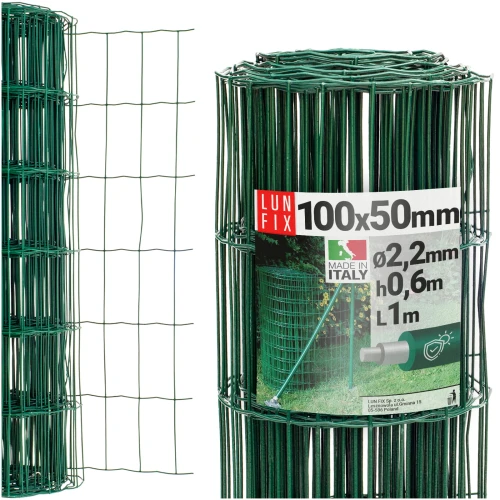 Zelené svařované pletivo poplastované role 1m oko 100x50 drát 2,2 mm výška 0,6m