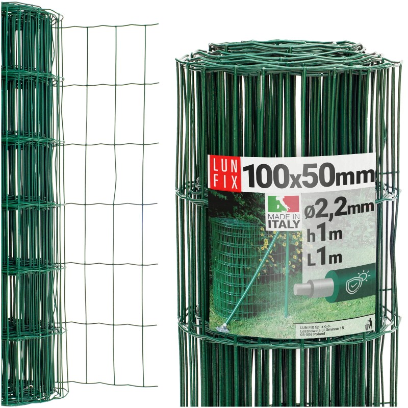 Siatka ogrodzeniowa zielona 100cm oczko 100x50 fi 2,2mm zgrzewana ocynkowana powlekana PCV 1mb