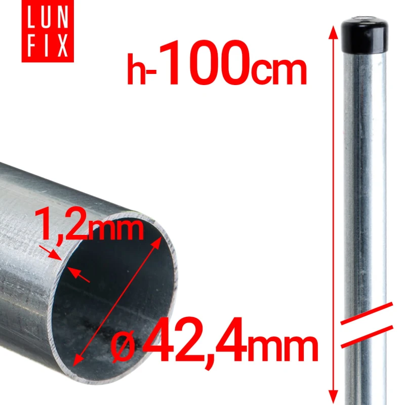 Plotový sloupek kulatý fi 42 tl. 1,2mm, pozinkovaný