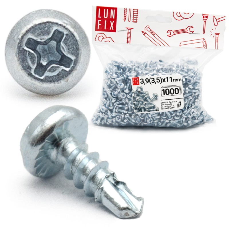 Wkręty samogwintujące 3,5x11mm pchełka pchełki do metalu W1PS 1000 szt.