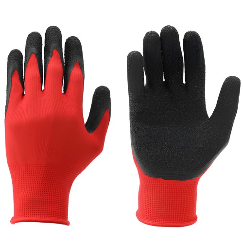 Pracovní rukavice polyesterové povlečené latexem velikost  8-m 1 kus