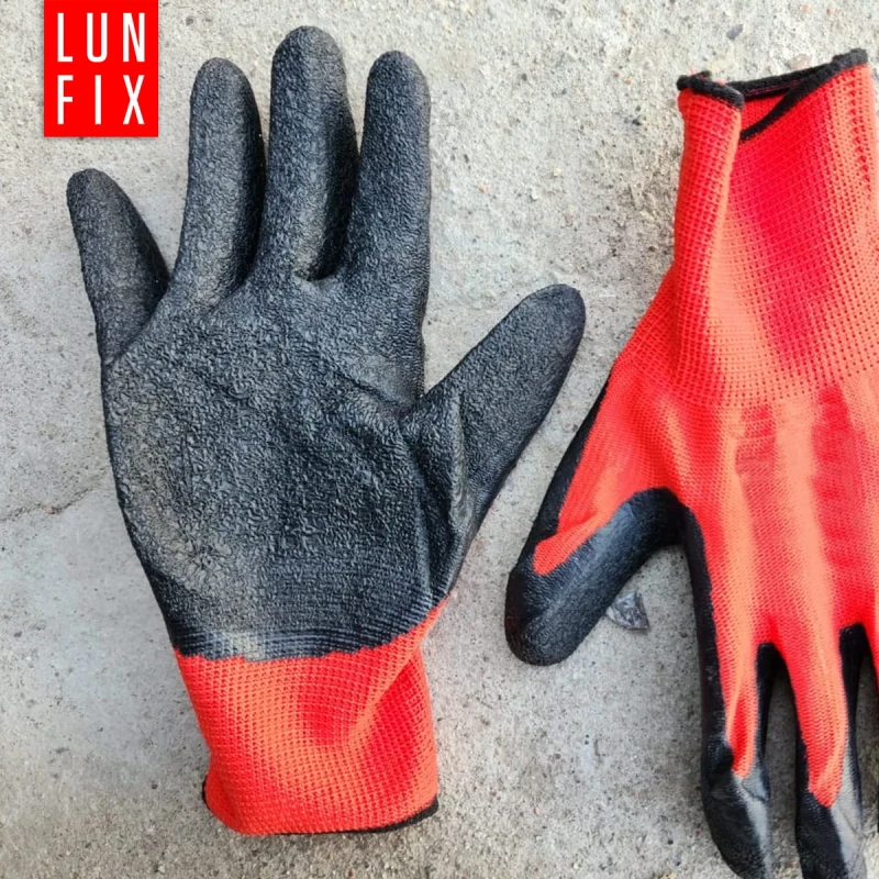 Pracovní rukavice polyesterové povlečené latexem velikost  11-XXL 12 kusů