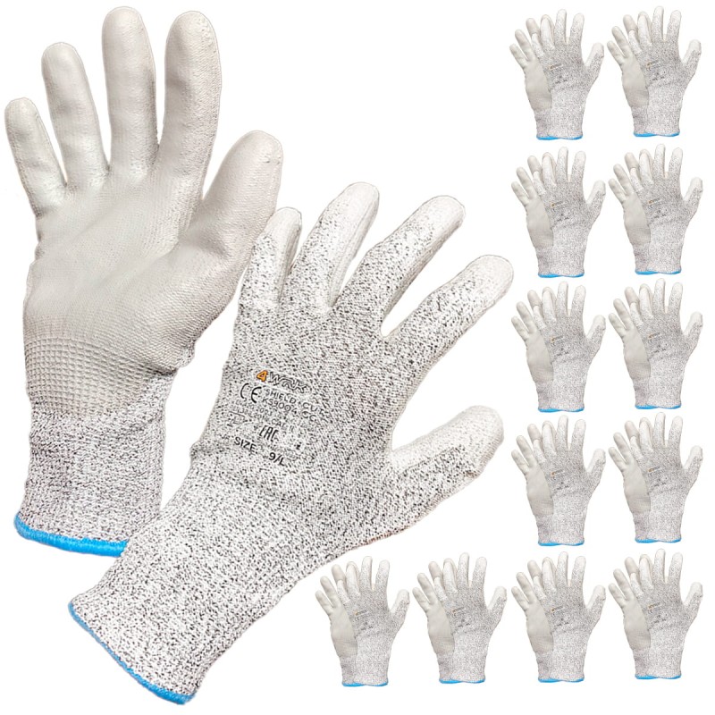 Rękawice robocze antyprzecięciowe bardzo mocne 10 XL 12szt.
