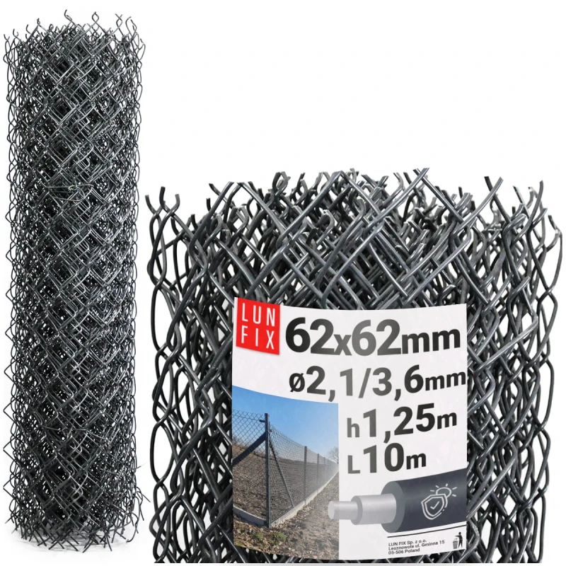 Antracitové pletivo 125cm 62x62 fi 2,5/3,8mm pozinkované poplastované role 10m