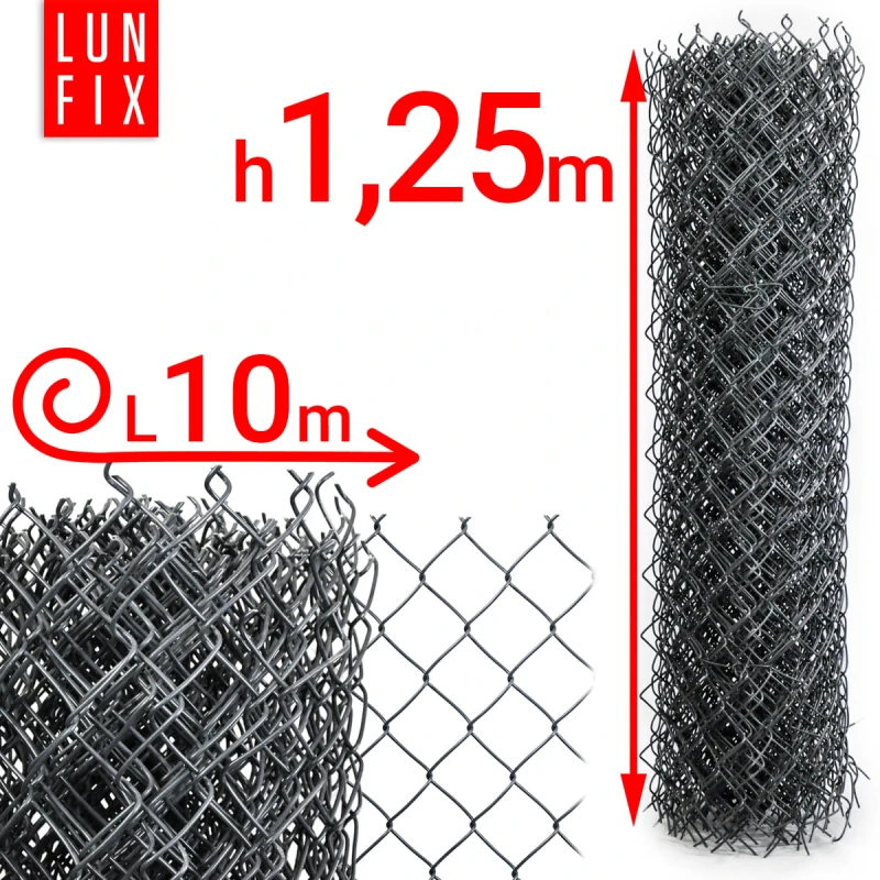 Antracitové pletivo 125cm 62x62 fi 2,5/3,8mm pozinkované poplastované role 10m