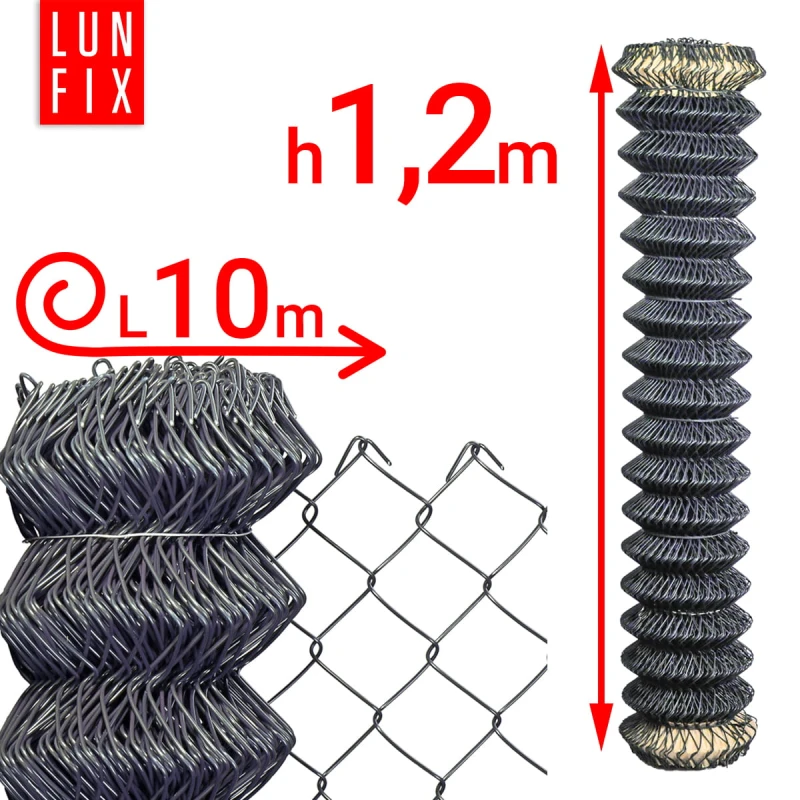 Šedé pletivo 125cm 62x62 fi 2,5/3,8mm pozinkované poplastované role 10m