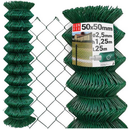 Zelené pletivo 125cm 50x50 fi 2,5mm pozinkované poplastované role 25m