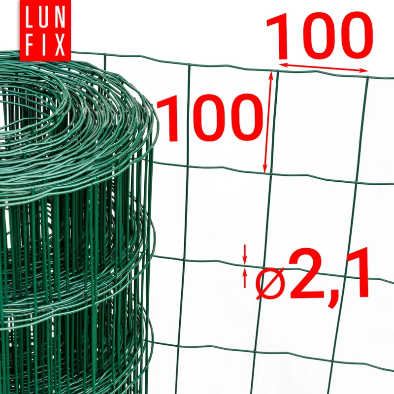 Zelené svařované pletivo poplastované role 20m oko 100x100 drát 2,1 mm výška 1,2m