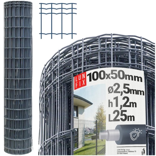 Antracitové svařované pletivo poplastované role 25m oko 100x50 drát 2,5 mm výška 1,2m