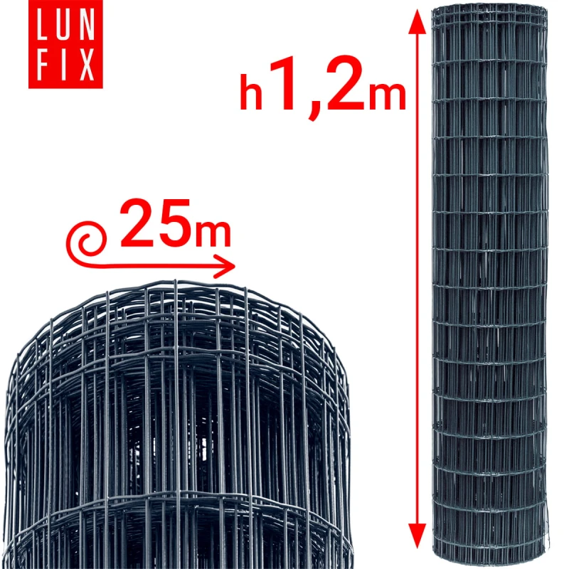 Antracitové svařované pletivo poplastované role 25m oko 100x50 drát 2,5 mm výška 1,2m