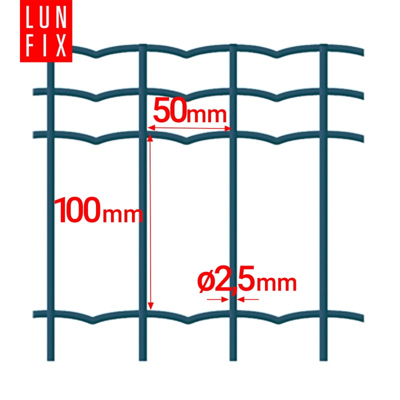 Siatka ogrodzeniowa antracyt 120cm oczko 100x50 fi 2,5mm zgrzewana ocynkowana powlekana PCV 25mb