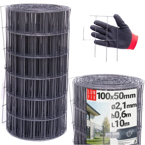 Antracitové svařované pletivo poplastované role 10m oko 100x50 drát 2,1 mm výška 0,6m